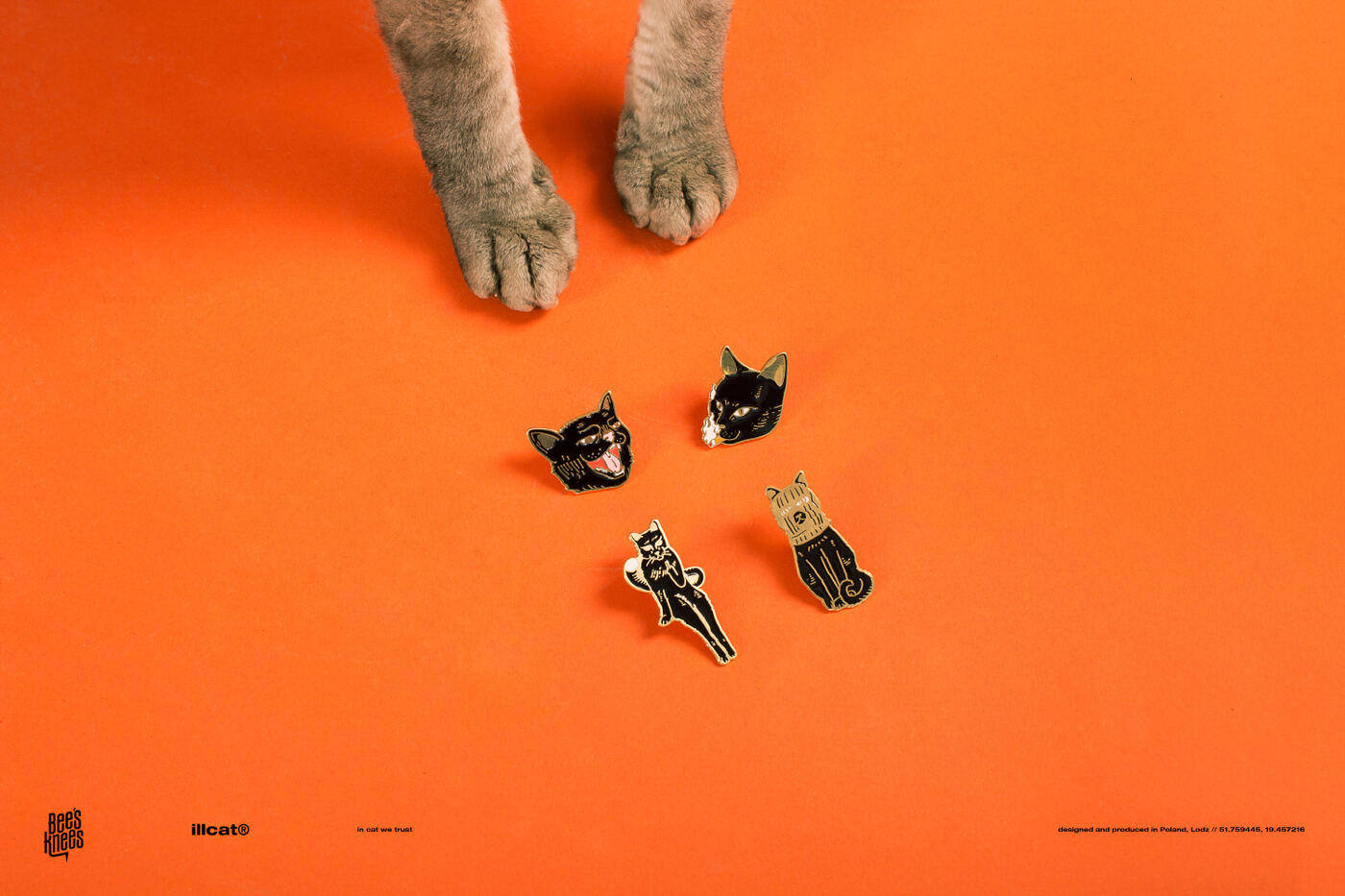 Kolaboracja autorska — illustrative cat pin